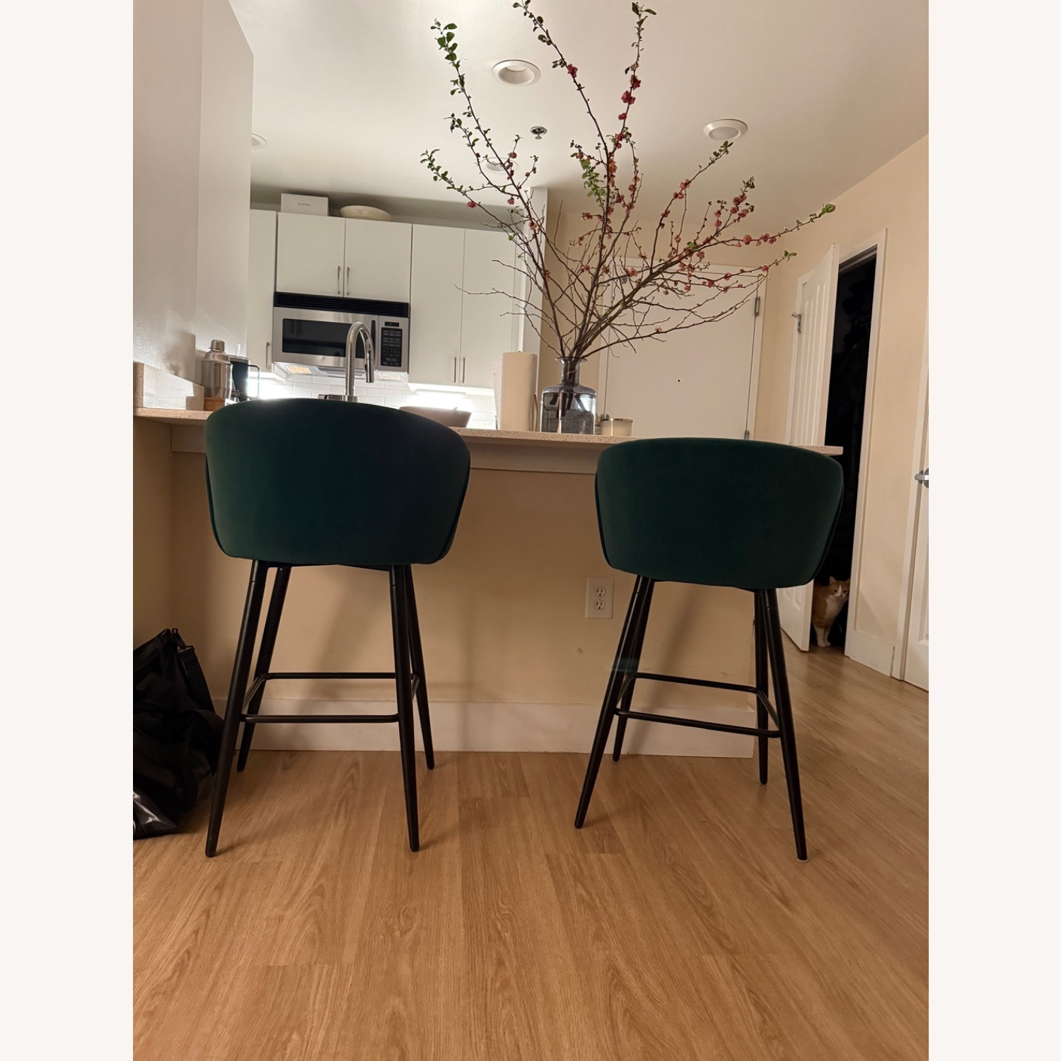 Vintage/Antique Finds Green Velvet Stools - image-4
