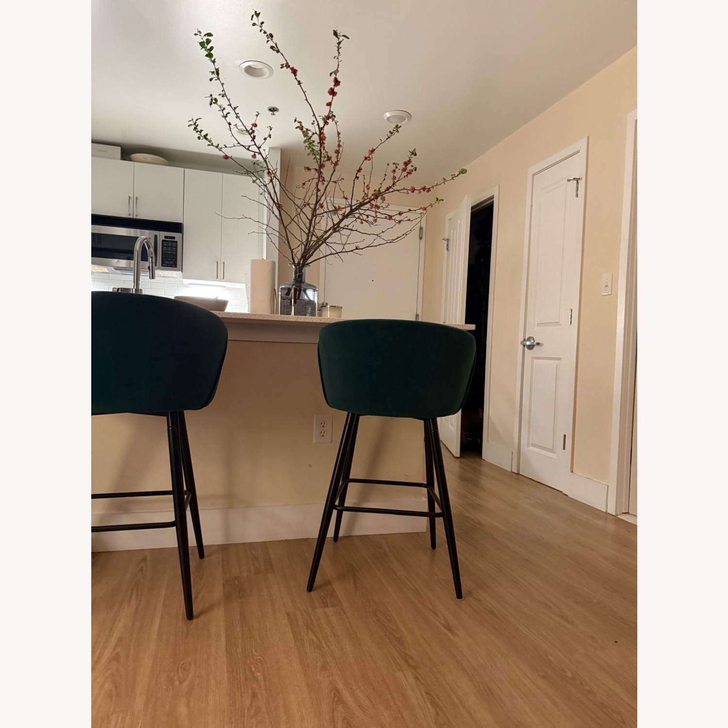 Vintage/Antique Finds Green Velvet Stools - image-3