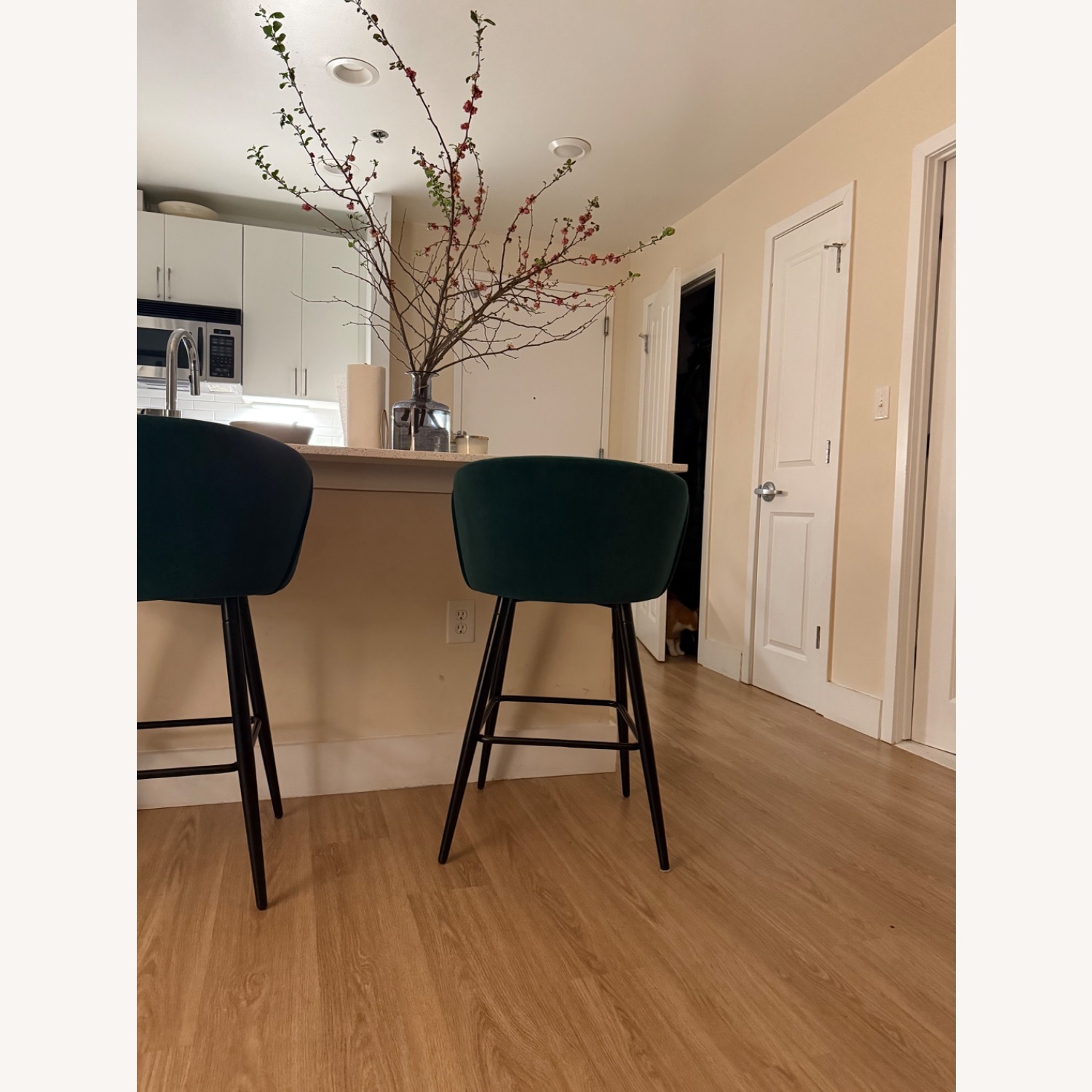 Vintage/Antique Finds Green Velvet Stools - image-2