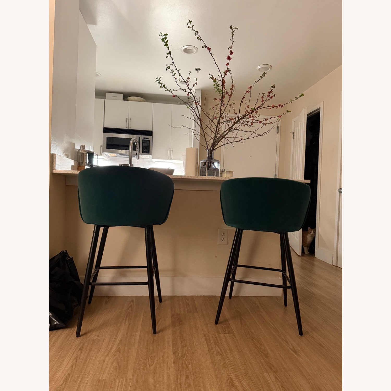 Vintage/Antique Finds Green Velvet Stools - image-5