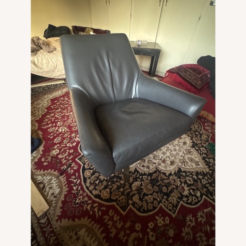 Used West Elm Lucas Leather Swivel Base Chair for sale on AptDeco