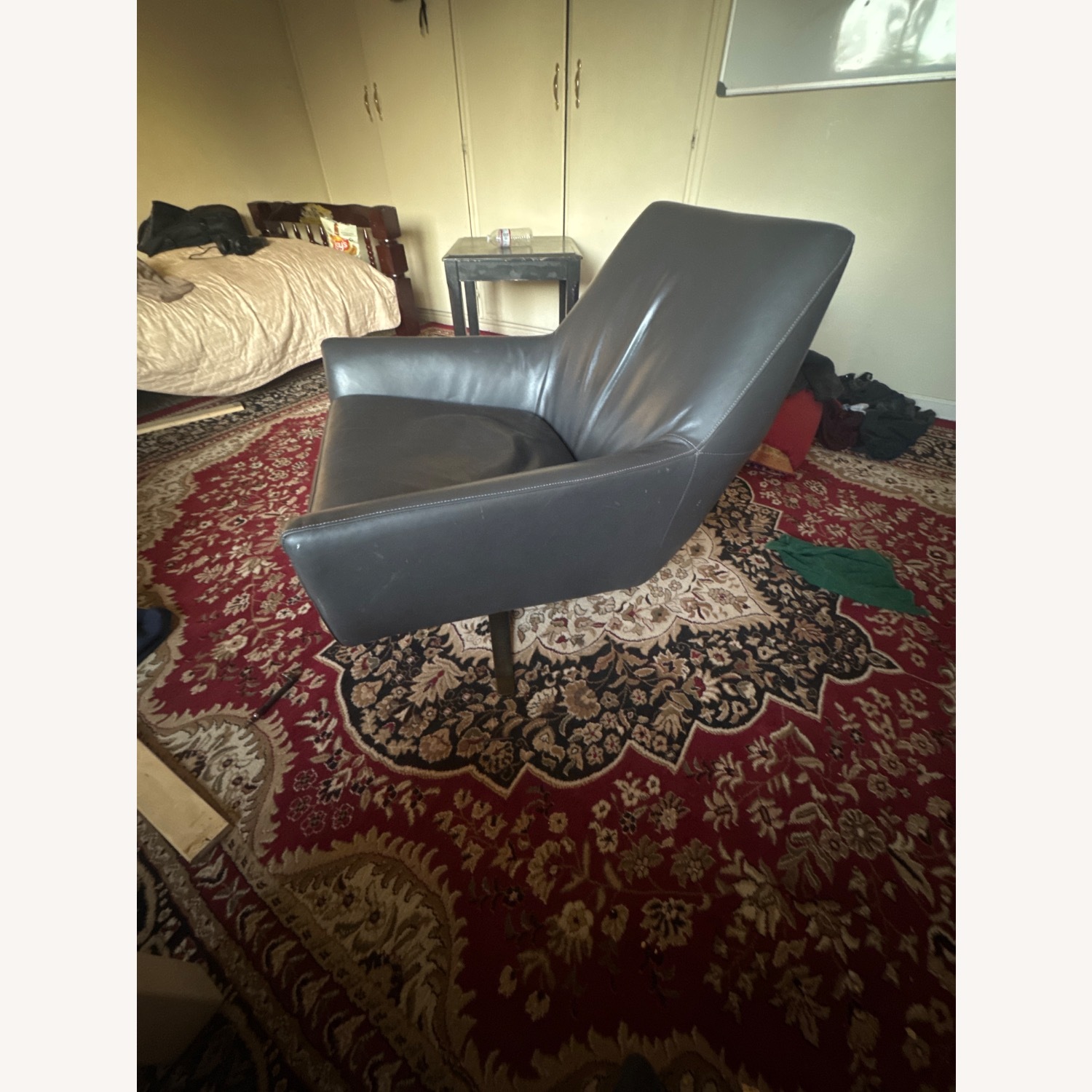 West Elm Lucas Leather Swivel Base Chair - image-3