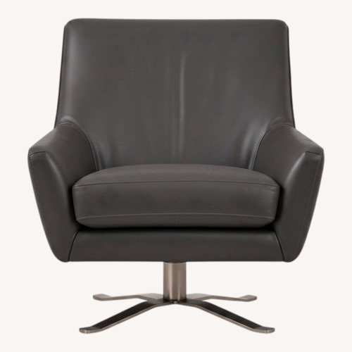 Used West Elm Lucas Leather Swivel Base Chair for sale on AptDeco