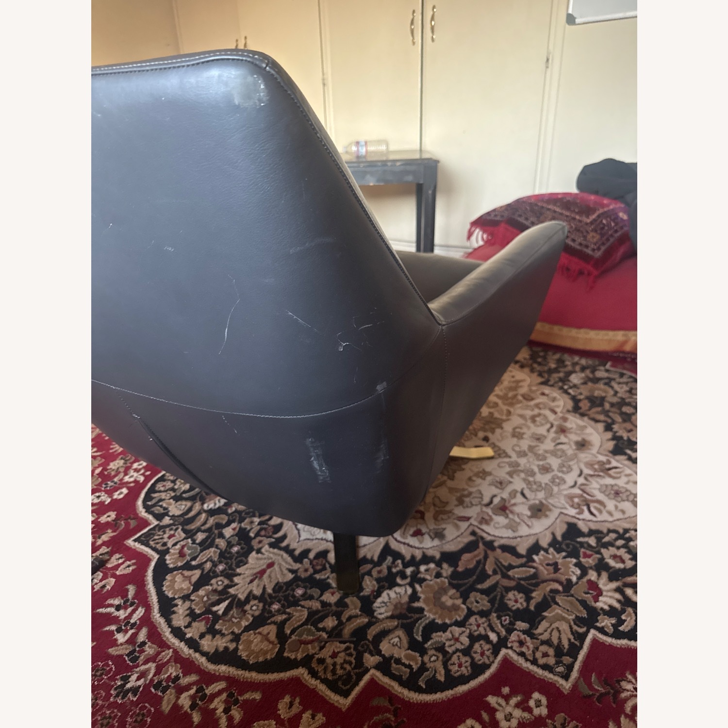 West Elm Lucas Leather Swivel Base Chair - image-5