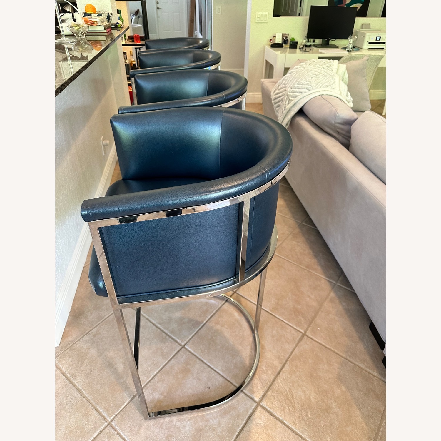 Vanguard Furniture Harrison Blue Leather Stools - image-2