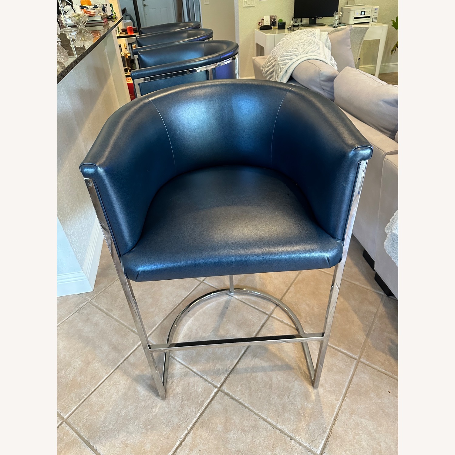 Vanguard Furniture Harrison Blue Leather Stools - image-1