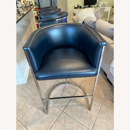 Used Vanguard Furniture Harrison Blue Leather Stools for sale on AptDeco