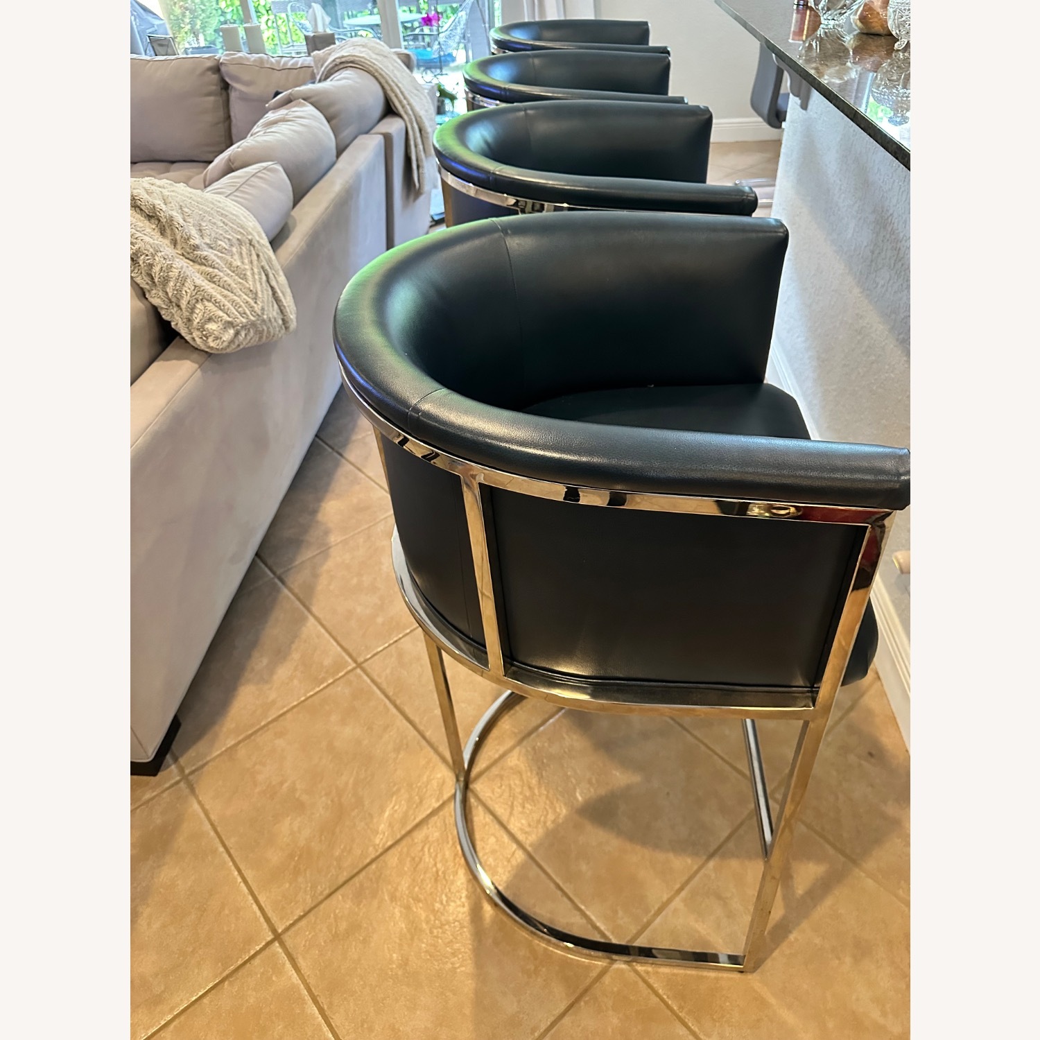Vanguard Furniture Harrison Blue Leather Stools - image-3