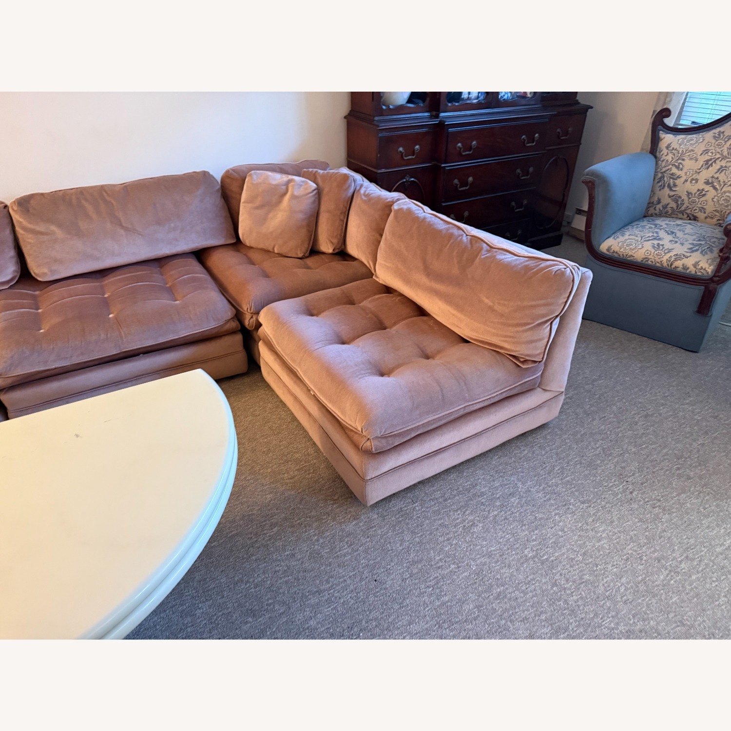 Pink Fabric 2 Piece Sectional - image-3