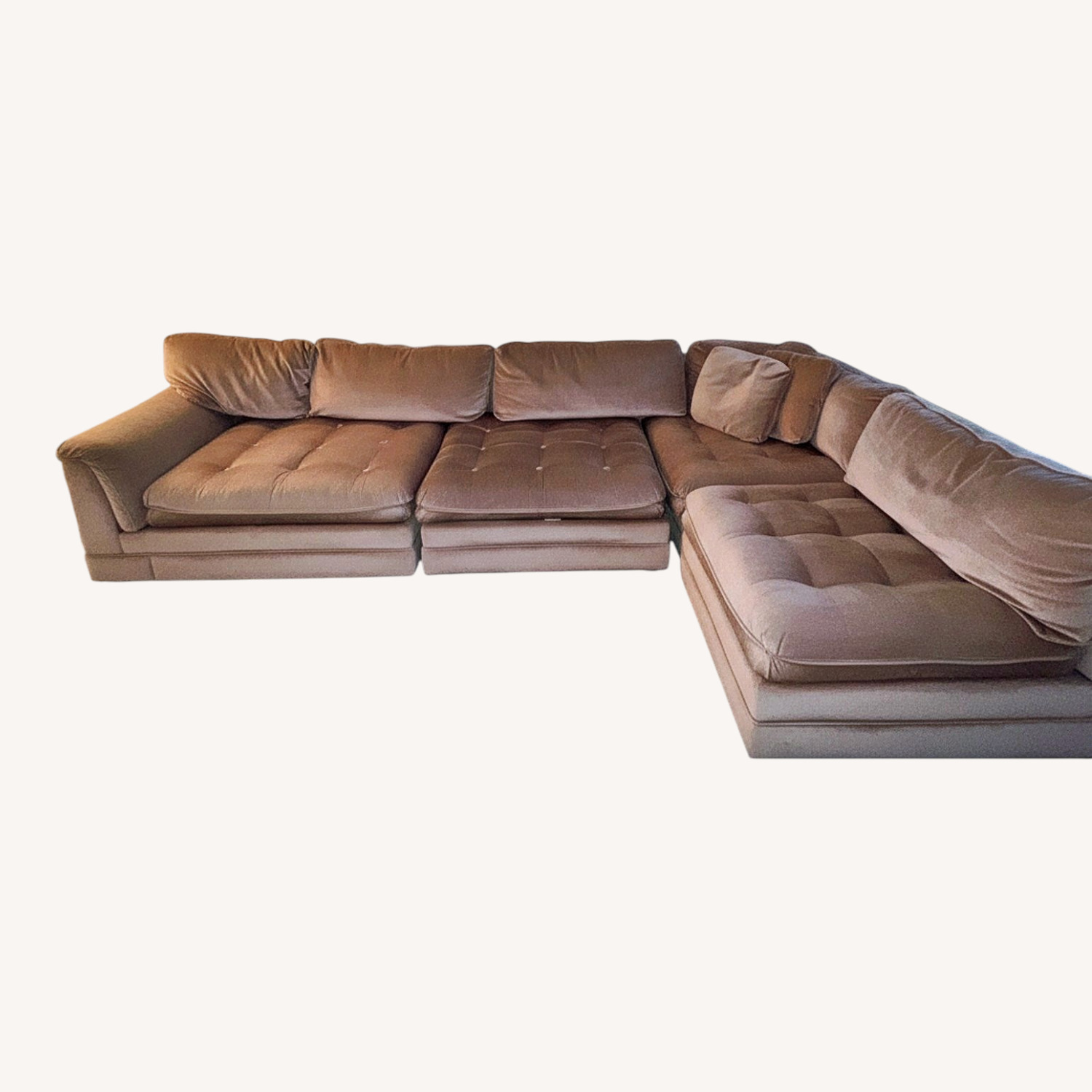 Pink Fabric 2 Piece Sectional - image-0