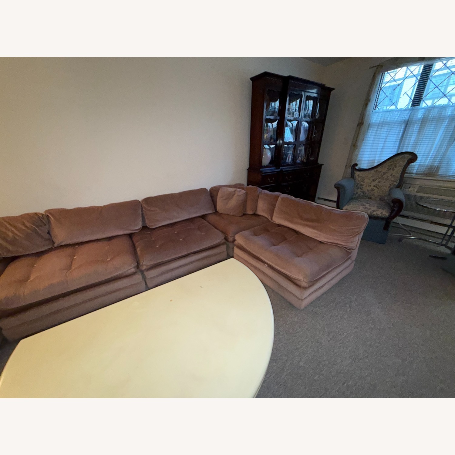 Pink Fabric 2 Piece Sectional - image-1