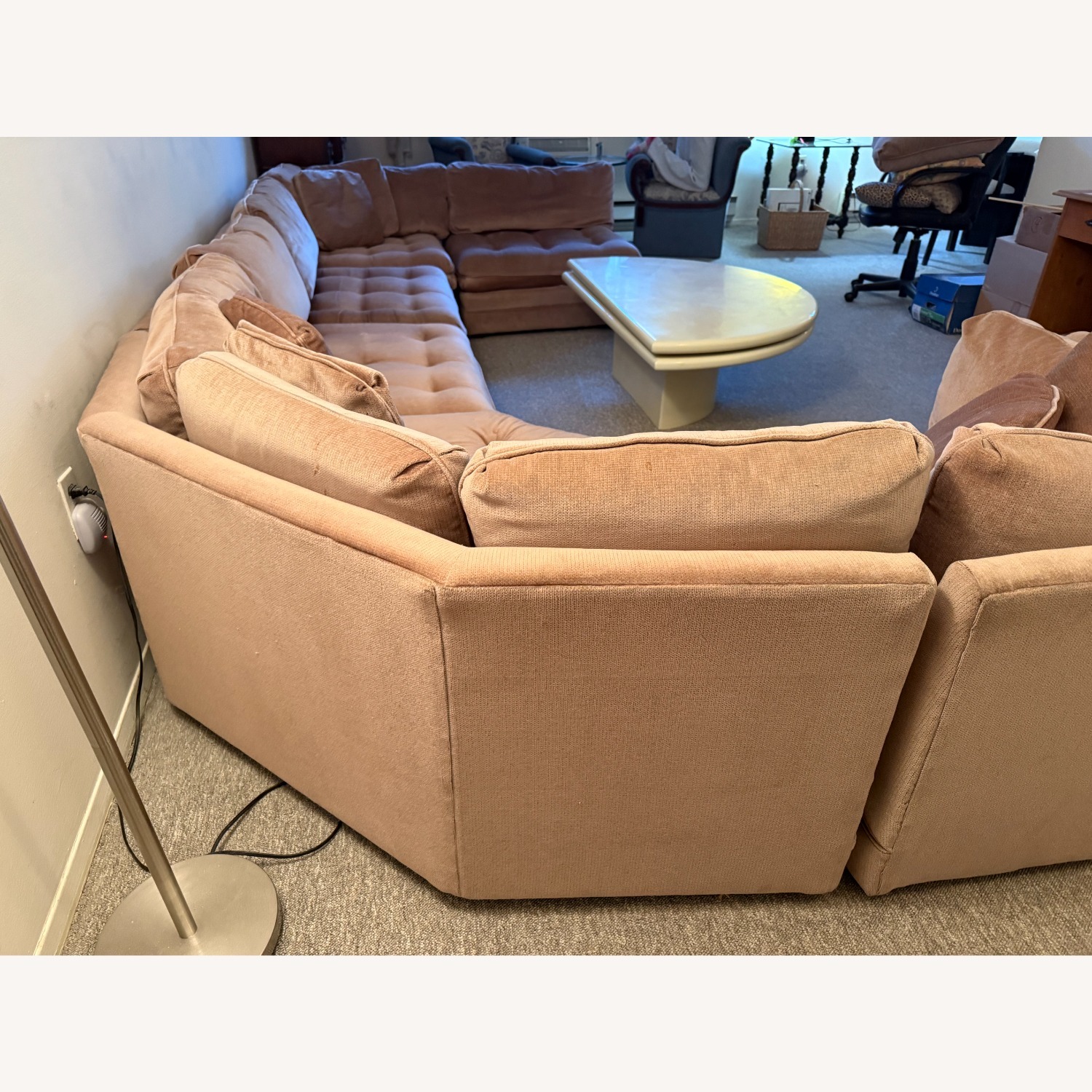 Pink Fabric 2 Piece Sectional - image-2