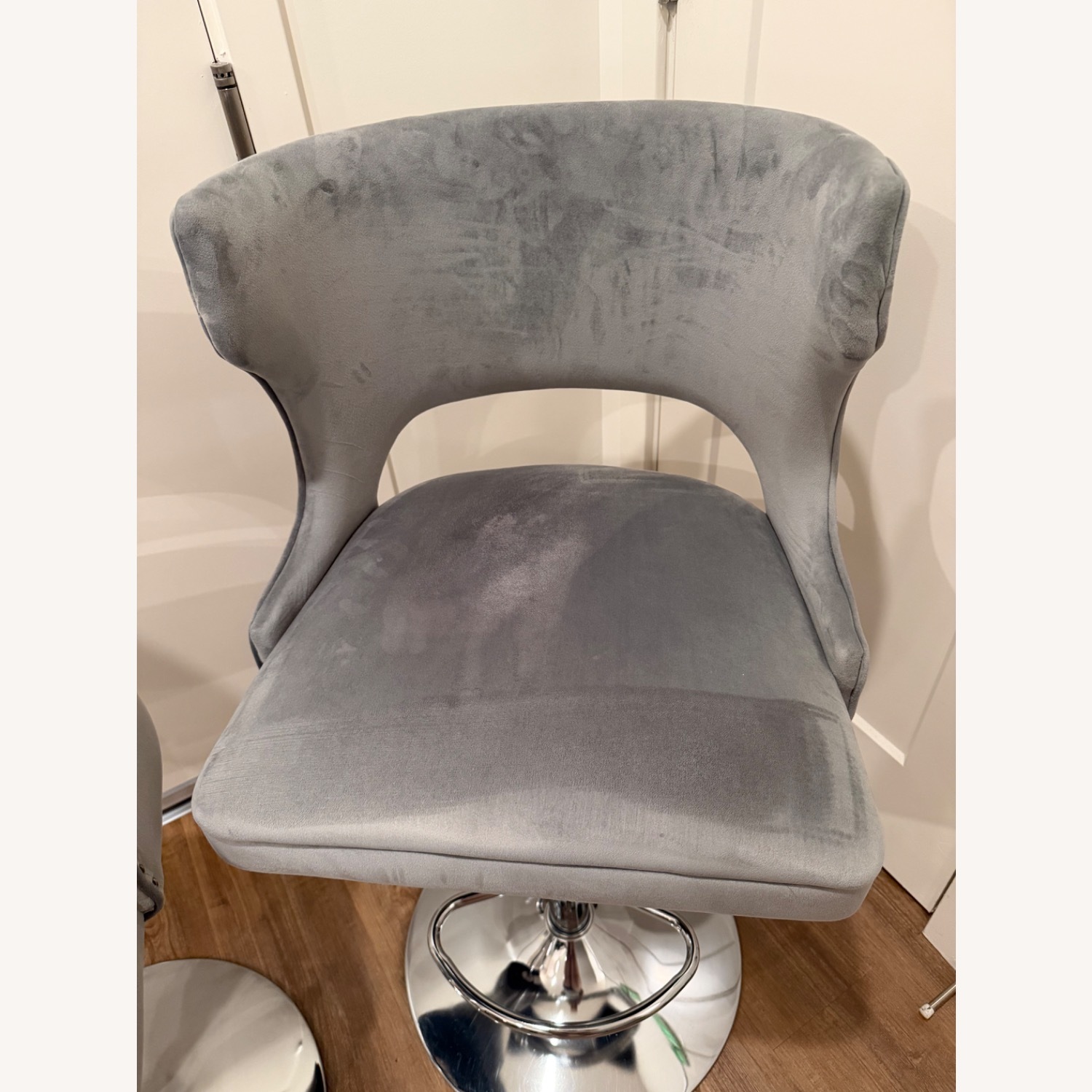 Amazon Light Gray Velvet Stool - image-3