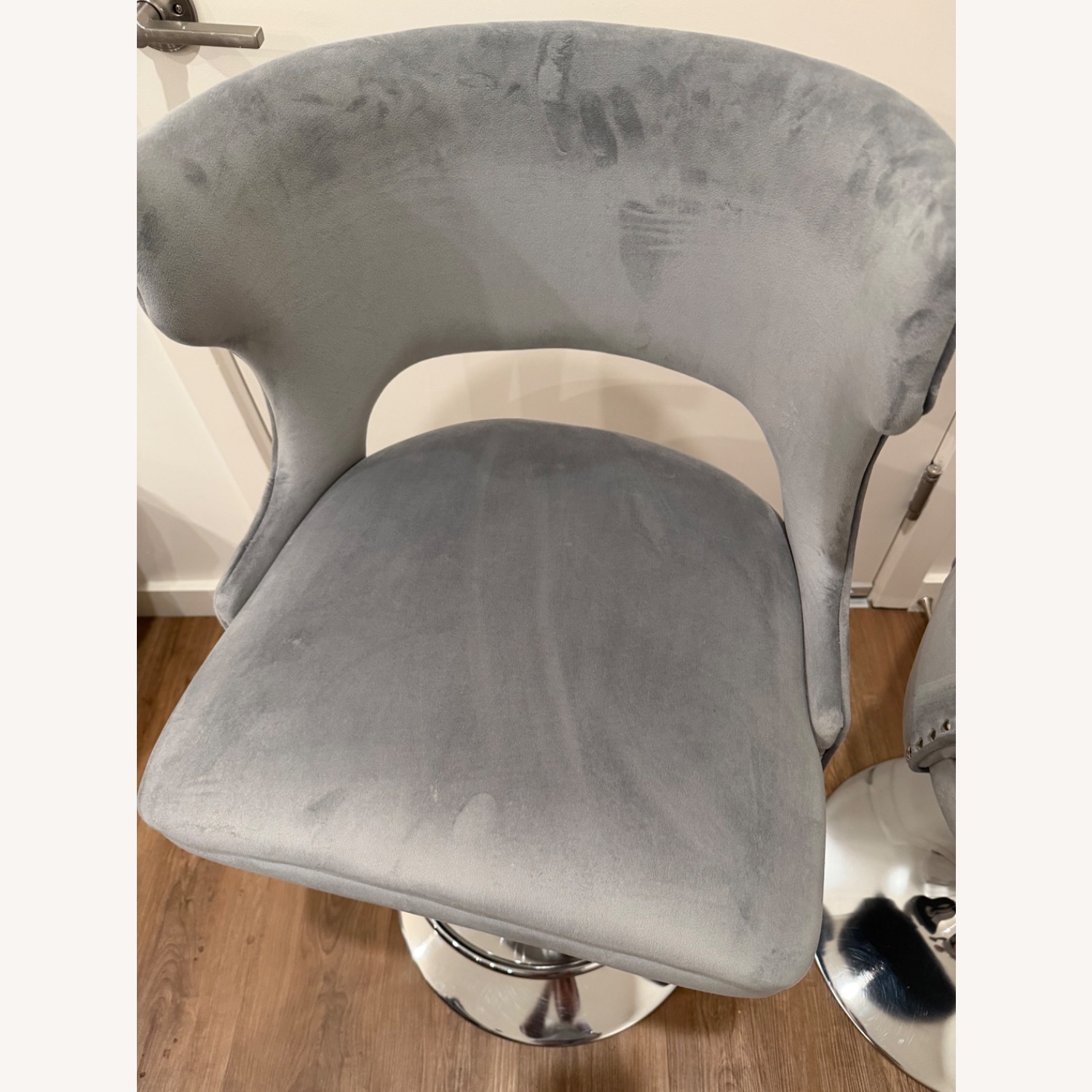 Amazon Light Gray Velvet Stool - image-4