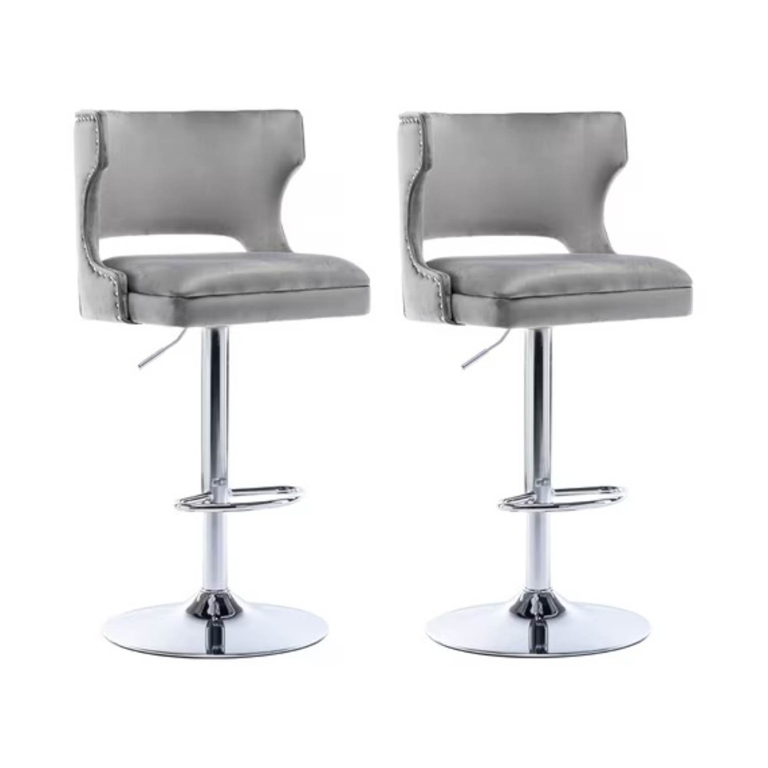 Amazon Light Gray Velvet Stool - image-9