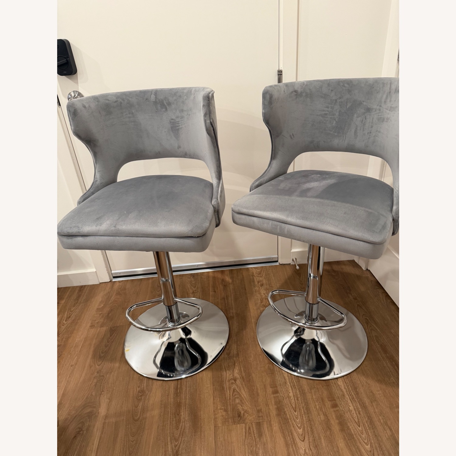 Amazon Light Gray Velvet Stool - image-1