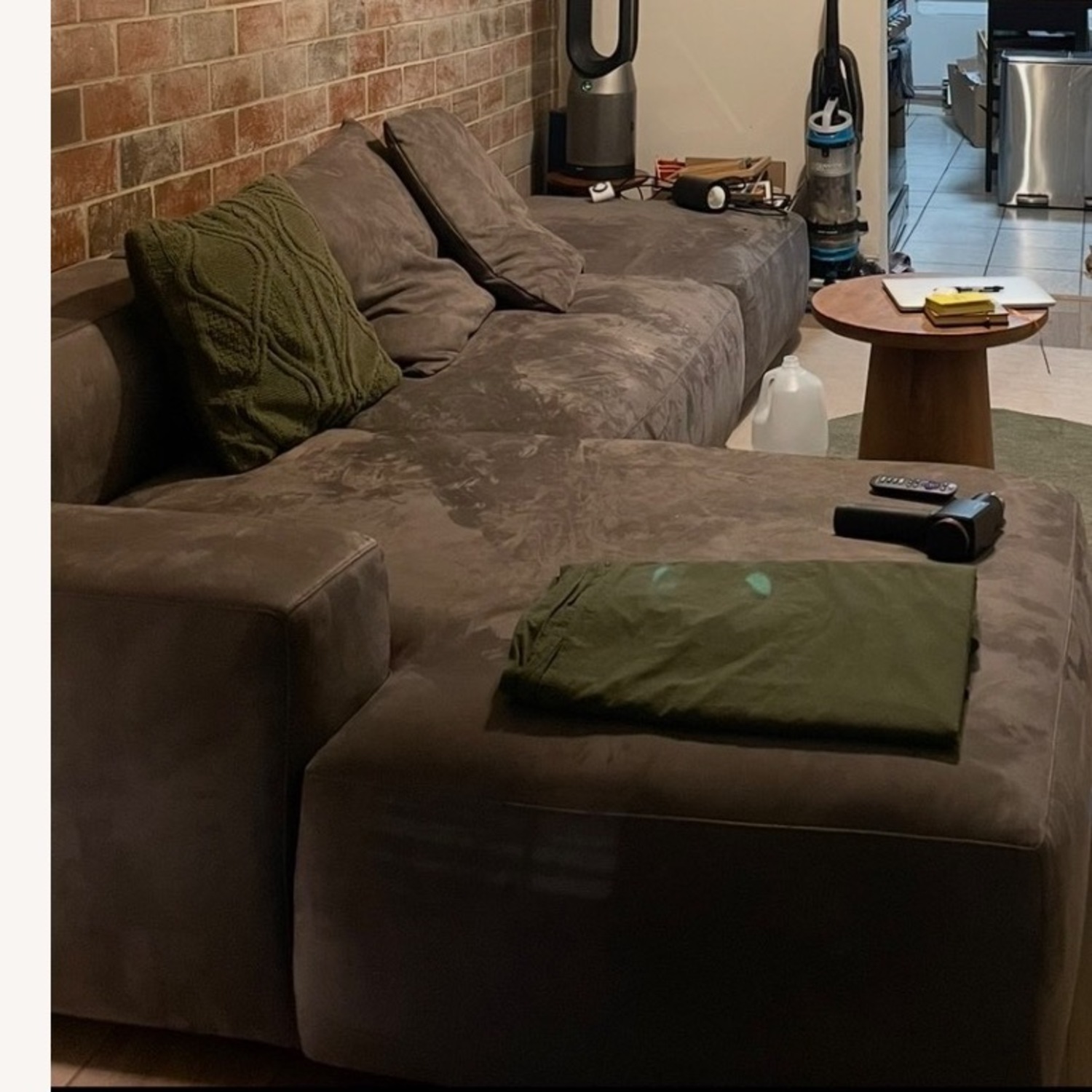 Dark Gray Fabric 3+ Piece Sectional - image-3