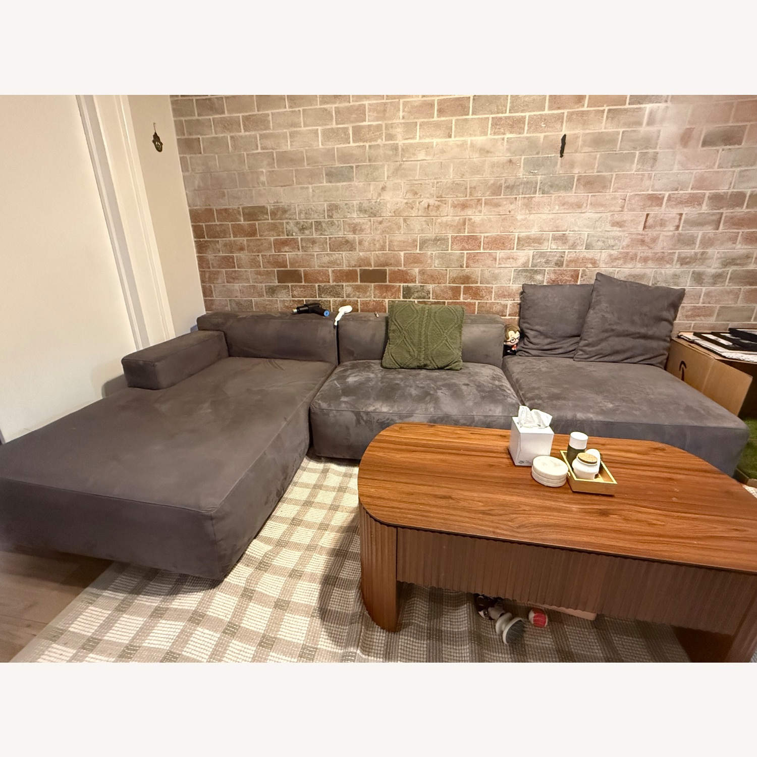 Dark Gray Fabric 3+ Piece Sectional - image-6