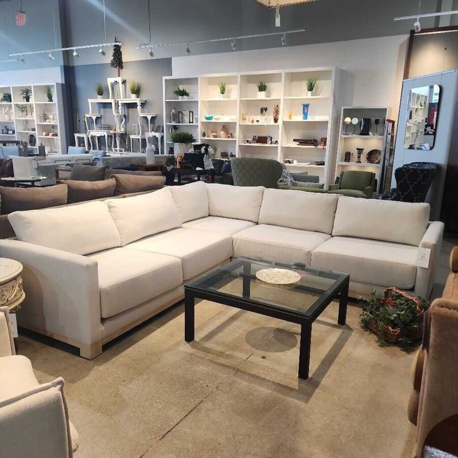 3pc L-Shape Fine Weave Sectional Off White - image-2