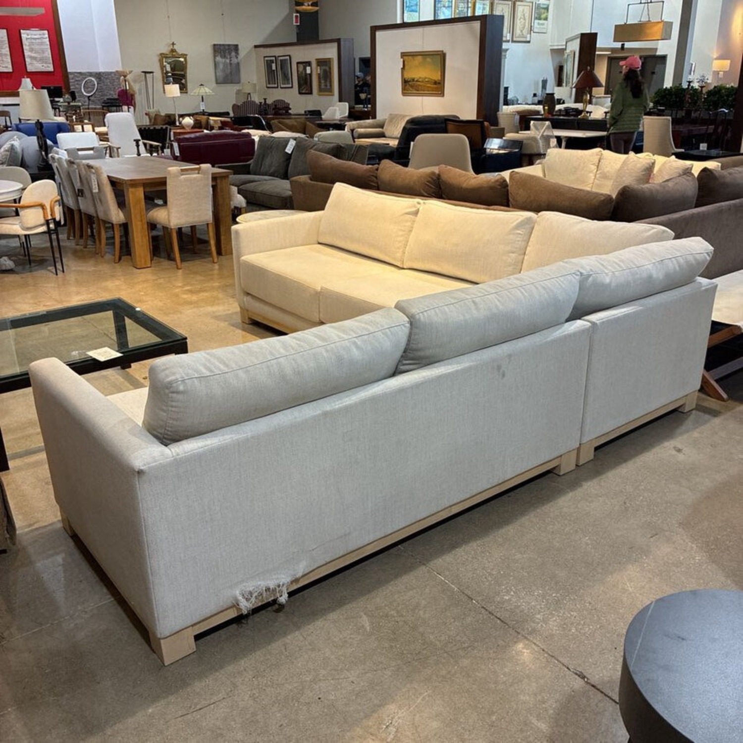 3pc L-Shape Fine Weave Sectional Off White - image-7