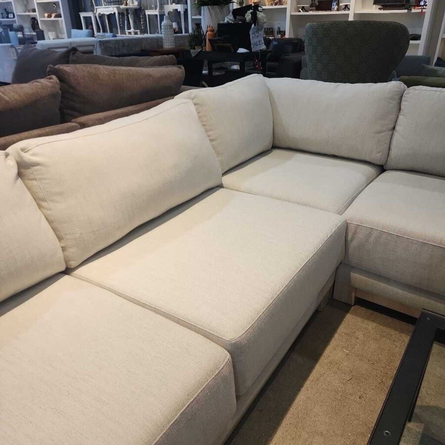 3pc L-Shape Fine Weave Sectional Off White - image-4