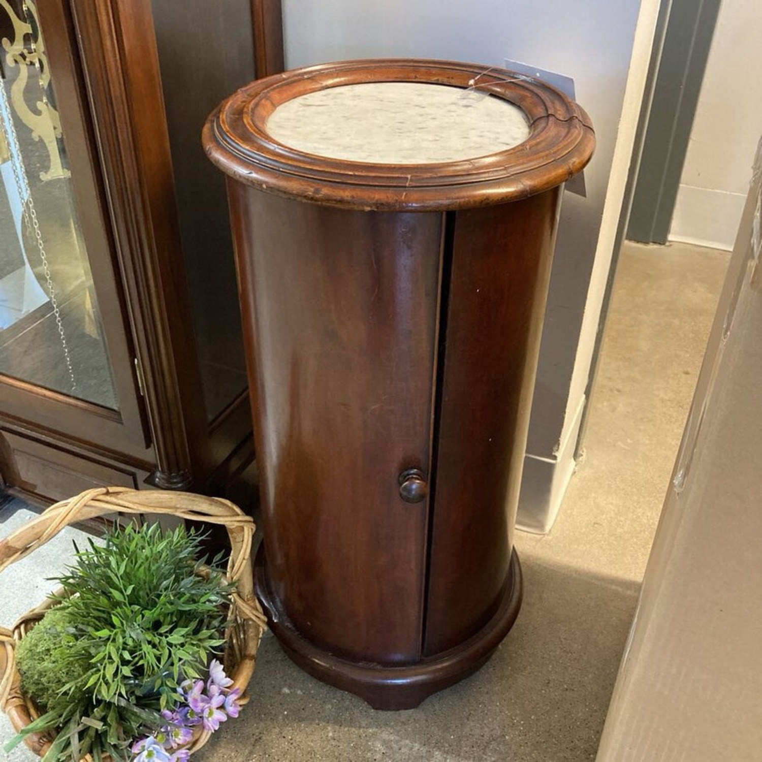 19th Century Marble Top Column Bedside Table - image-2