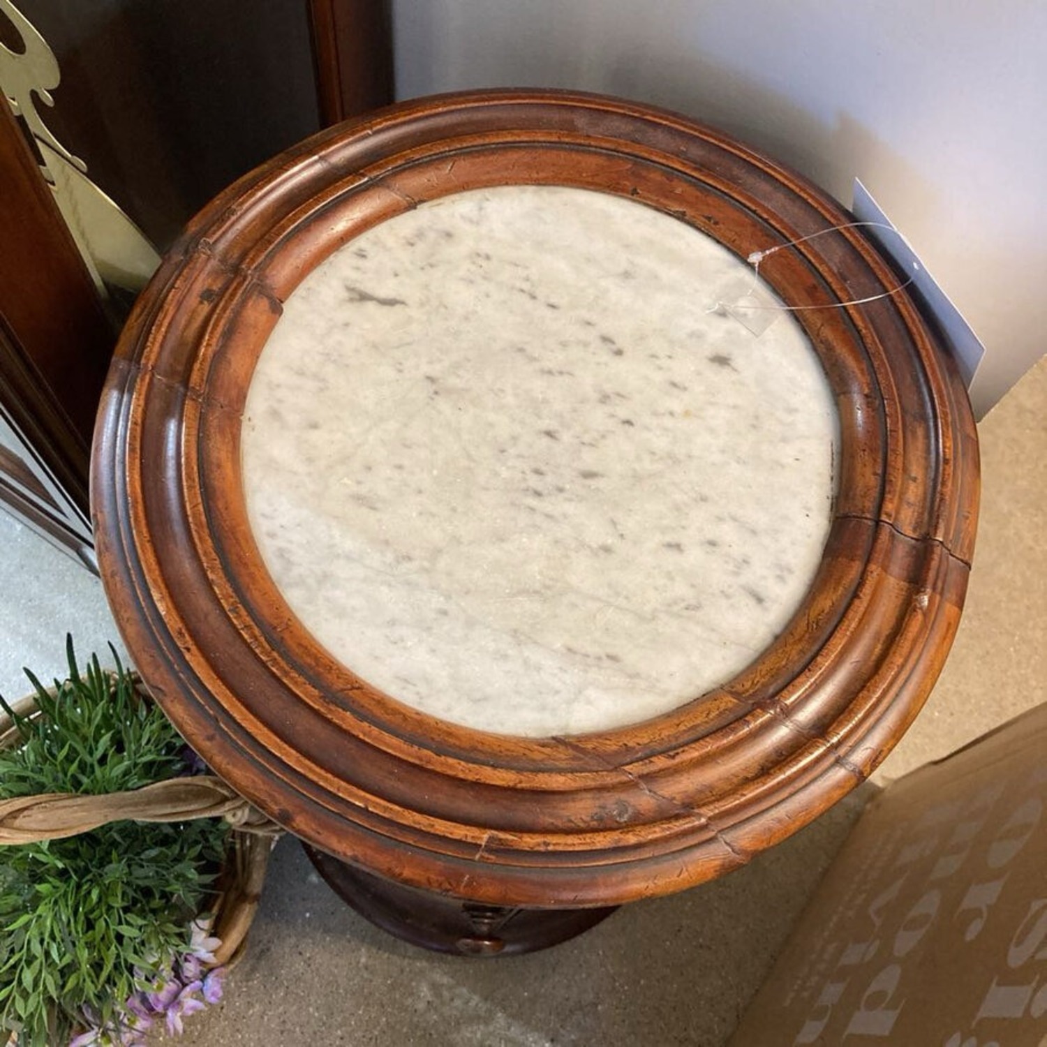 19th Century Marble Top Column Bedside Table - image-4