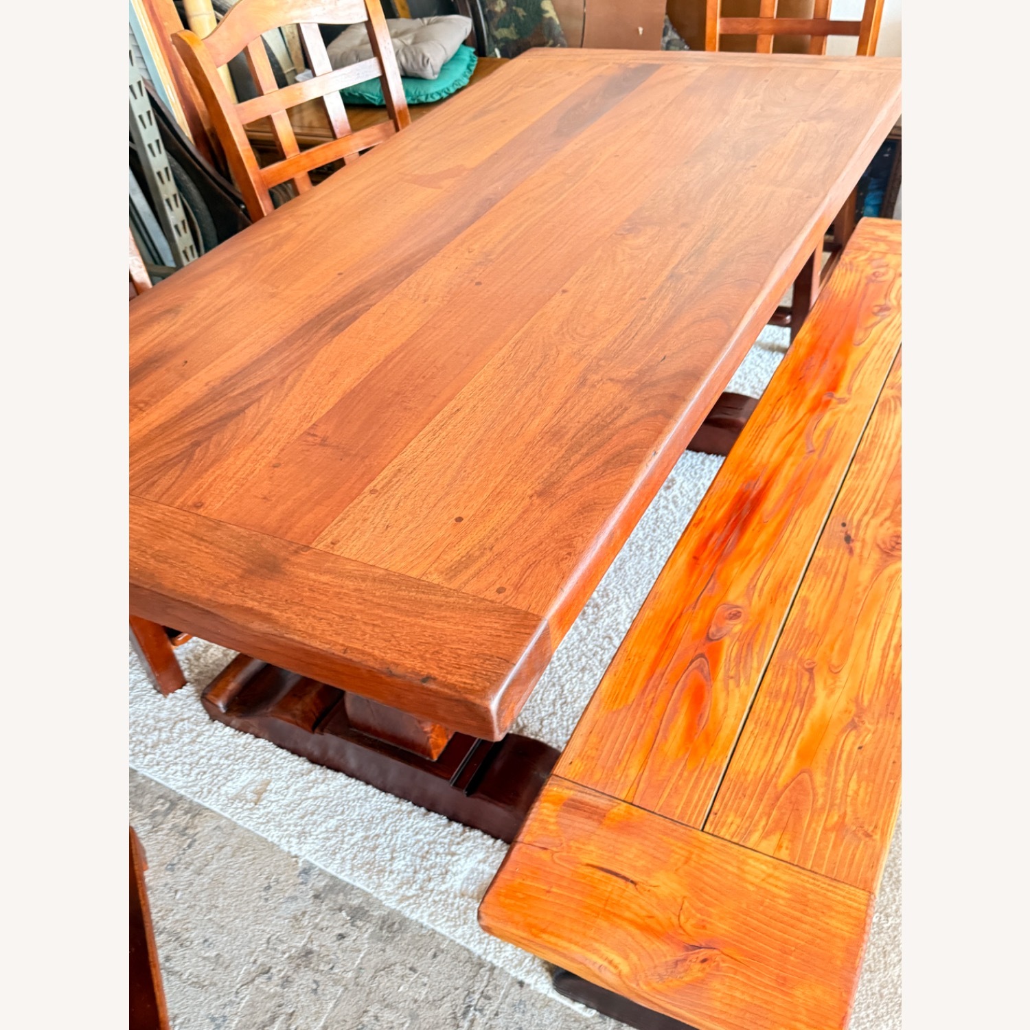 Indian Rosewood Double Trestle Dining Table - image-2