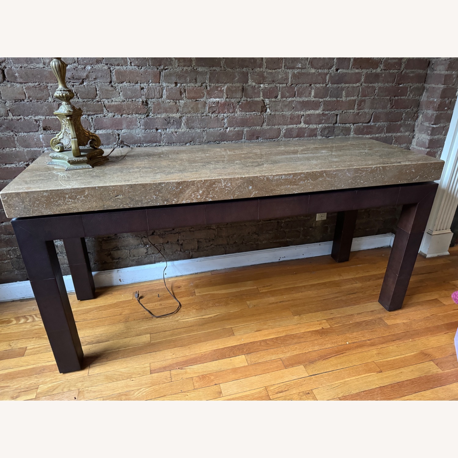 Andrew Martin Travertine Console Table - image-1
