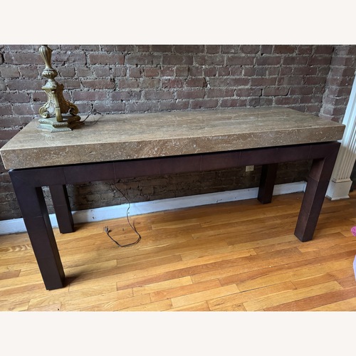 Used Andrew Martin Travertine Console Table for sale on AptDeco
