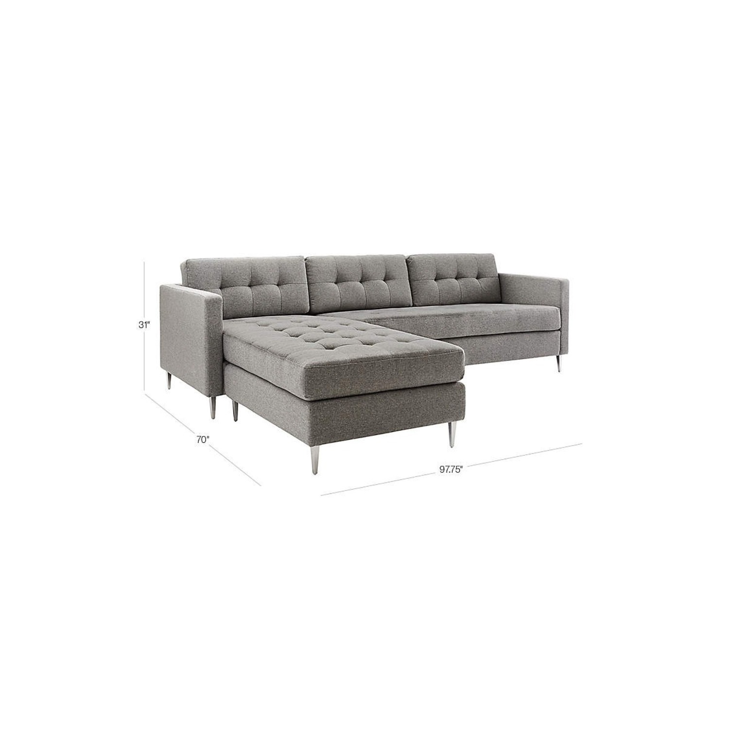 CB2 Ditto Tufted Couch with Chaise - image-1
