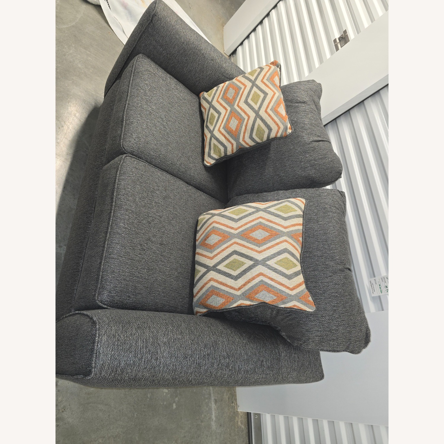 Dark Gray Fabric Loveseat - image-3