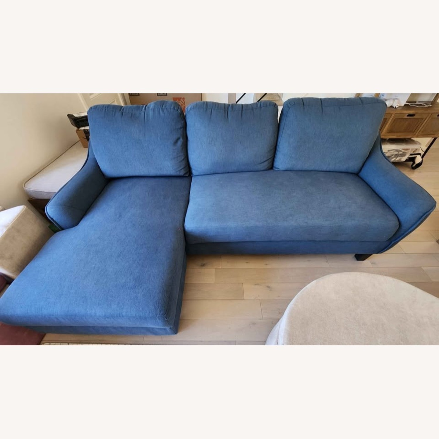 Ashley Furniture Jarreau Blue Fabric Sleeper Sofa Chaise - image-1