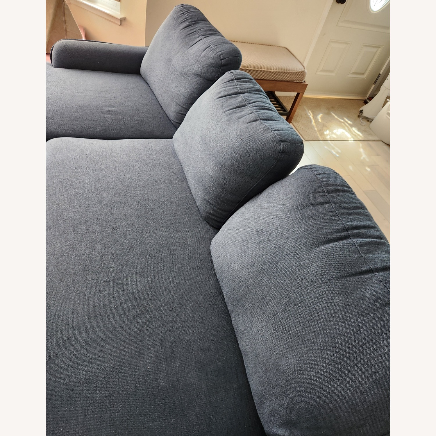 Ashley Furniture Jarreau Blue Fabric Sleeper Sofa Chaise - image-2