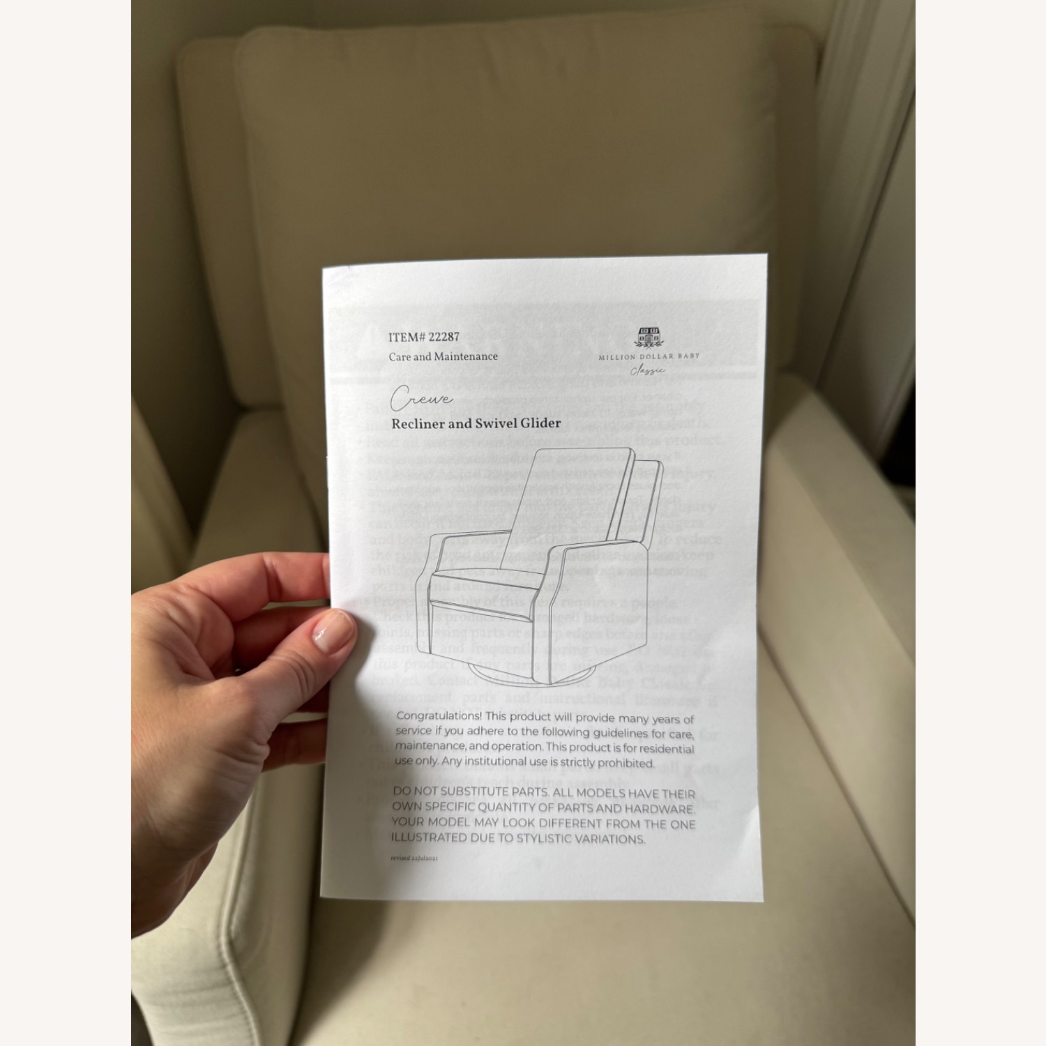 Million Dollar Baby Natural Fabric Nursing Chair - image-4