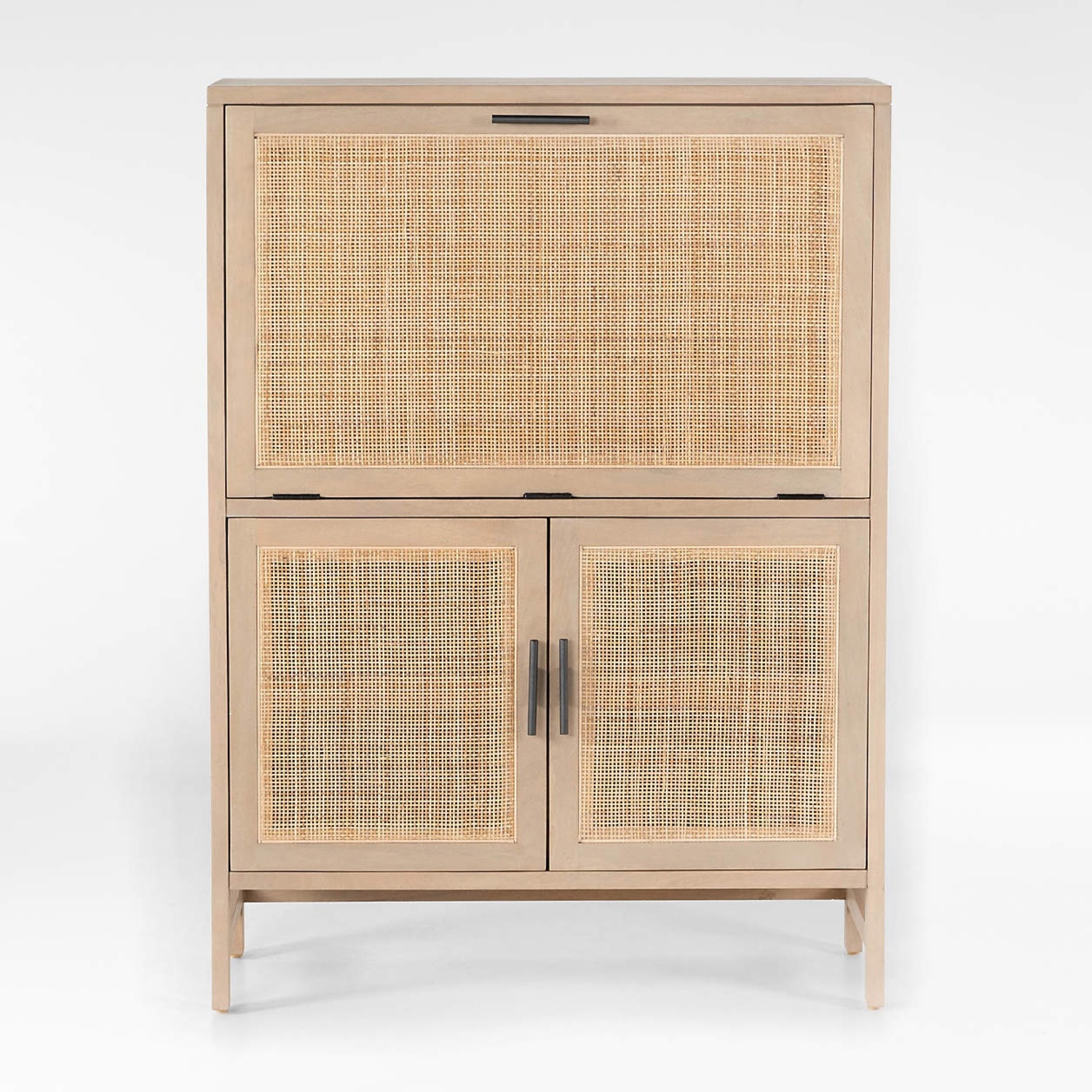 Crate & Barrel Libby Natural Mango Wood Bar Cabinet with Storage - image-9