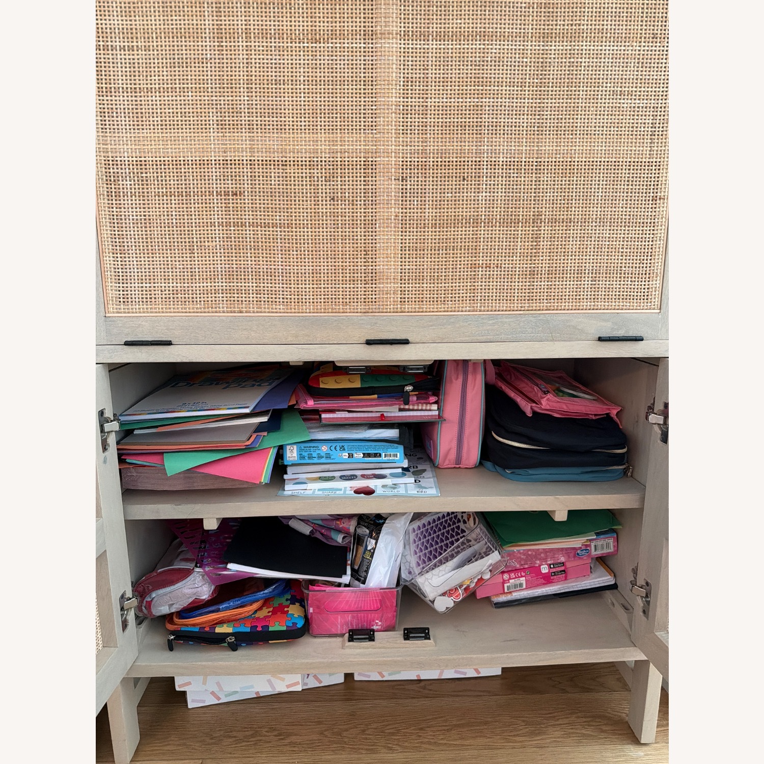 Crate & Barrel Libby Natural Mango Wood Bar Cabinet with Storage - image-7