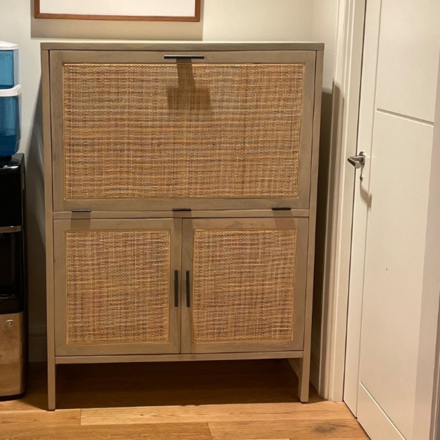 Crate & Barrel Libby Natural Mango Wood Bar Cabinet with Storage - image-8