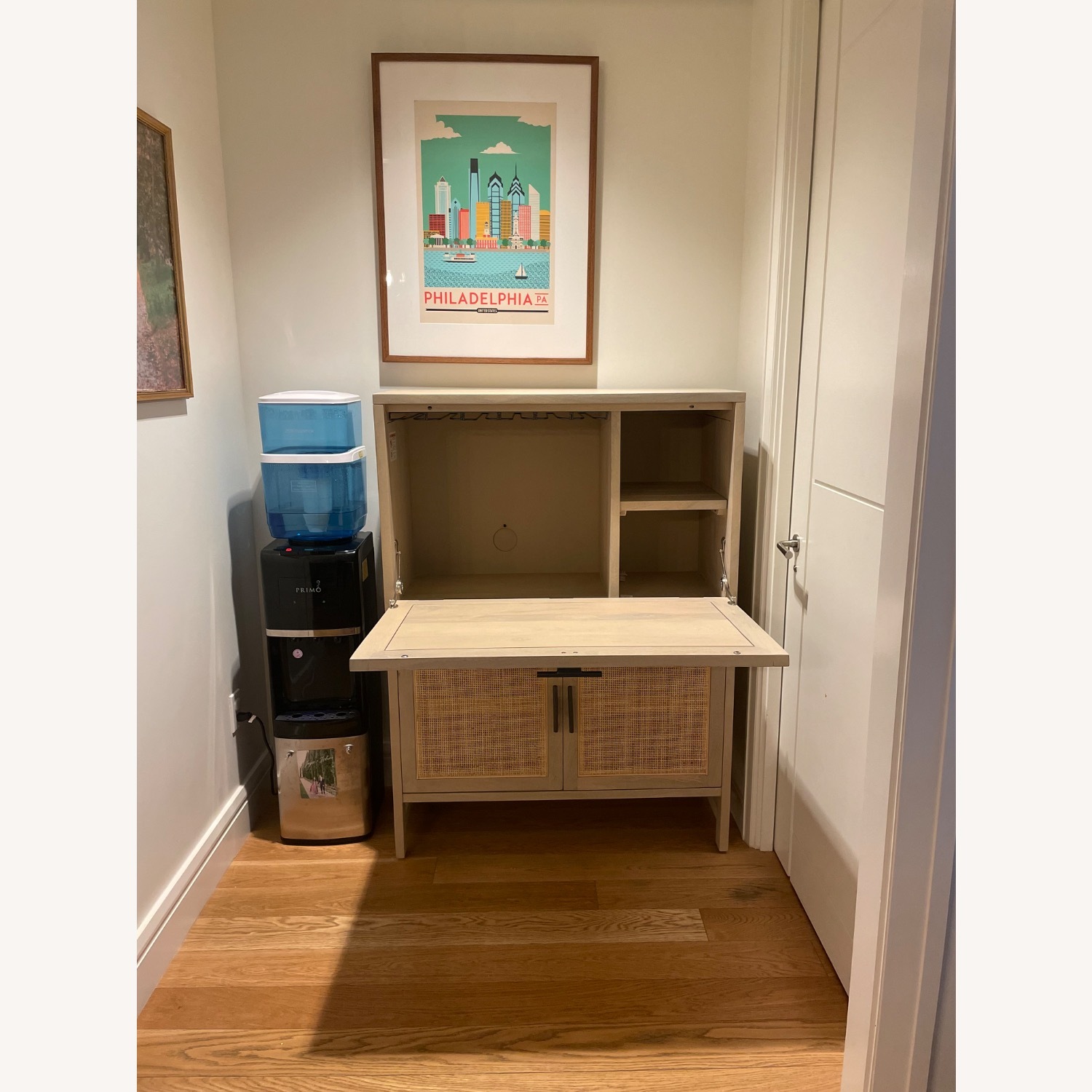 Crate & Barrel Libby Natural Mango Wood Bar Cabinet with Storage - image-2