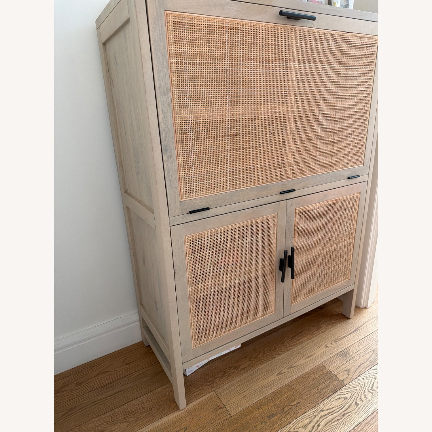 Crate & Barrel Libby Natural Mango Wood Bar Cabinet with Storage - image-3