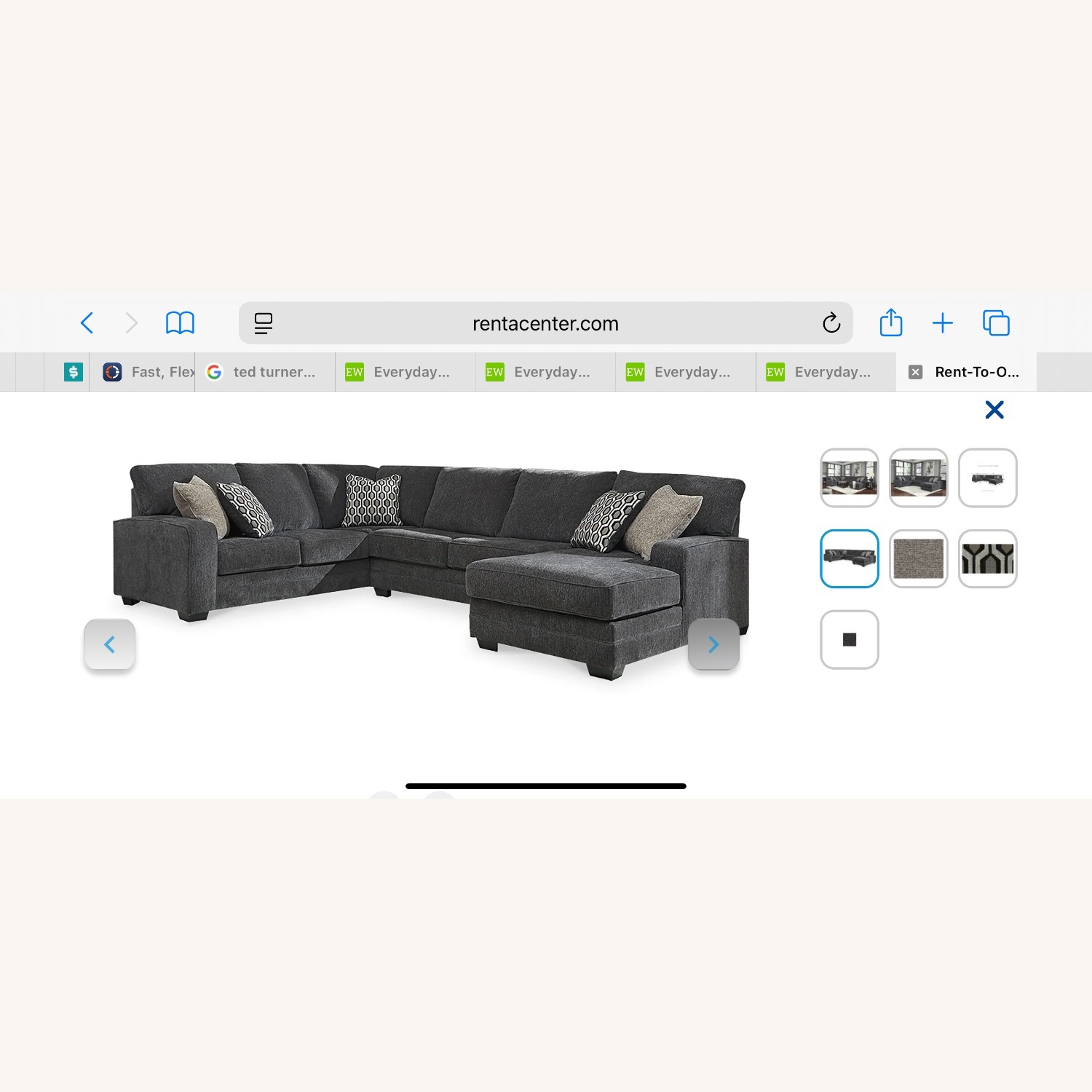 Dark Brown Fabric 3+ Piece Sectional - image-2