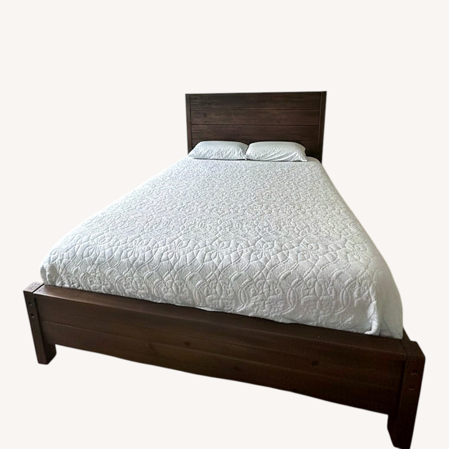 Dark Brown Wood Bed Frame - image-0