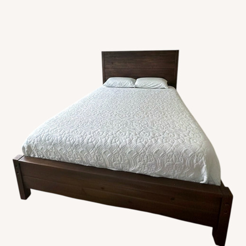Used Dark Brown Wood Bed Frame for sale on AptDeco