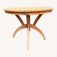 Solid Teak Round Pedestal Dining Table