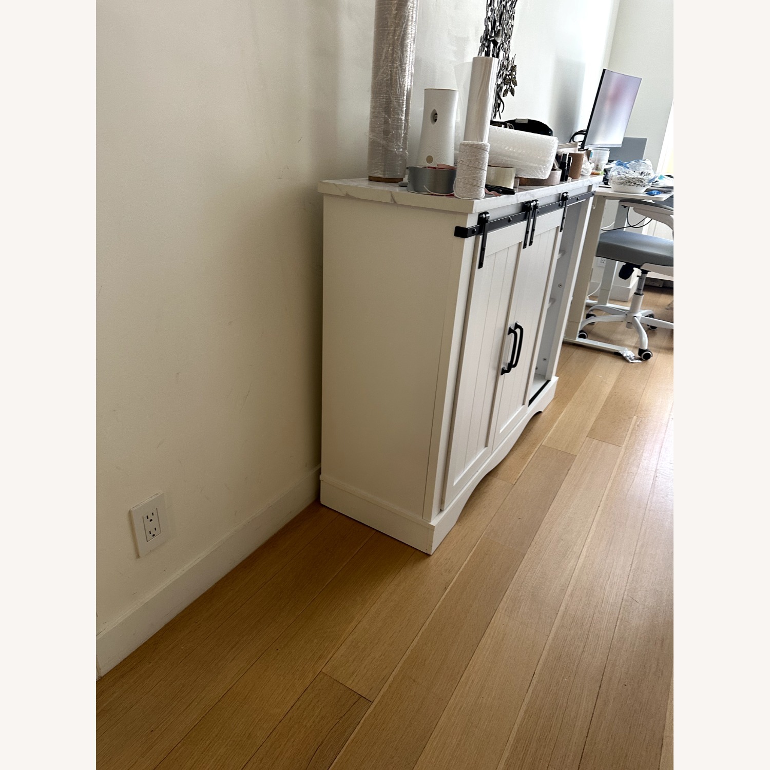 White Wood Bar Cart - image-3