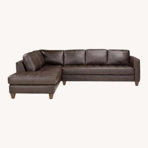 Used Macy's Milano Dark Brown 2 Piece Sectional for sale on AptDeco
