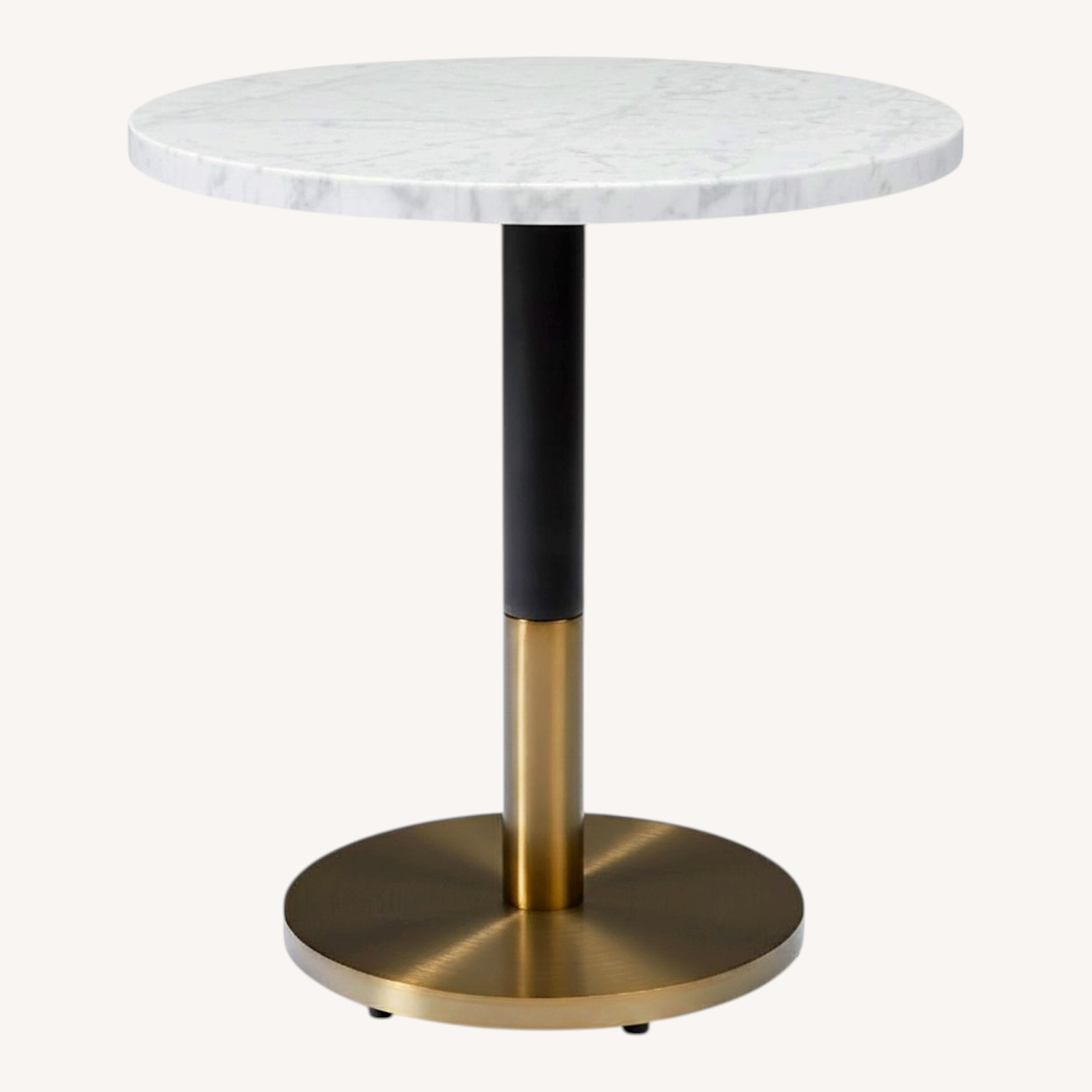 White Faux Marble Table with Brass Base - image-0