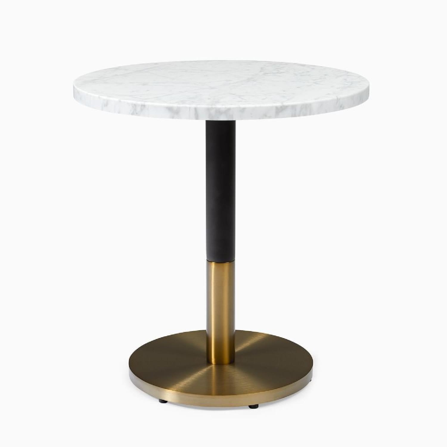 White Faux Marble Table with Brass Base - image-5