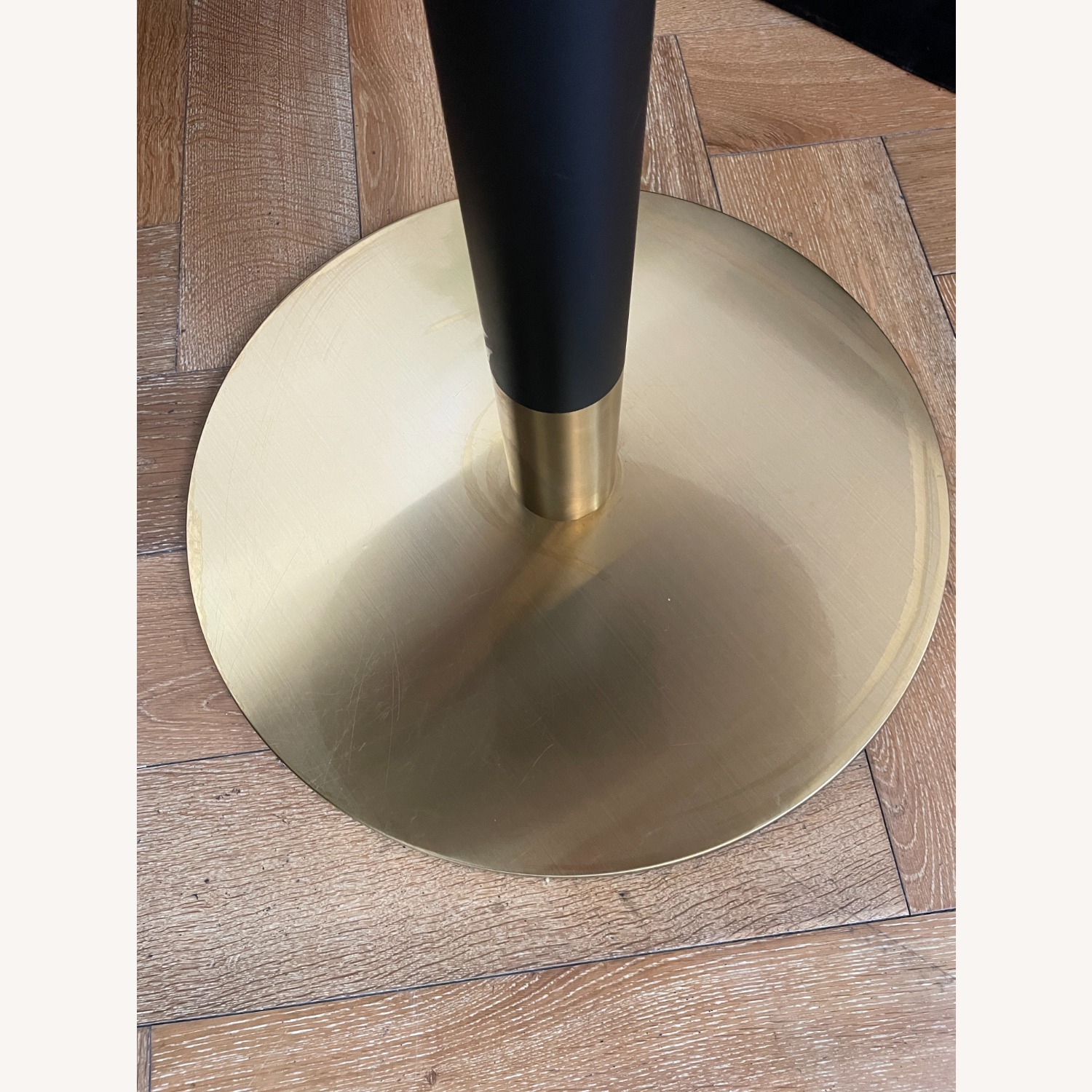 White Faux Marble Table with Brass Base - image-3