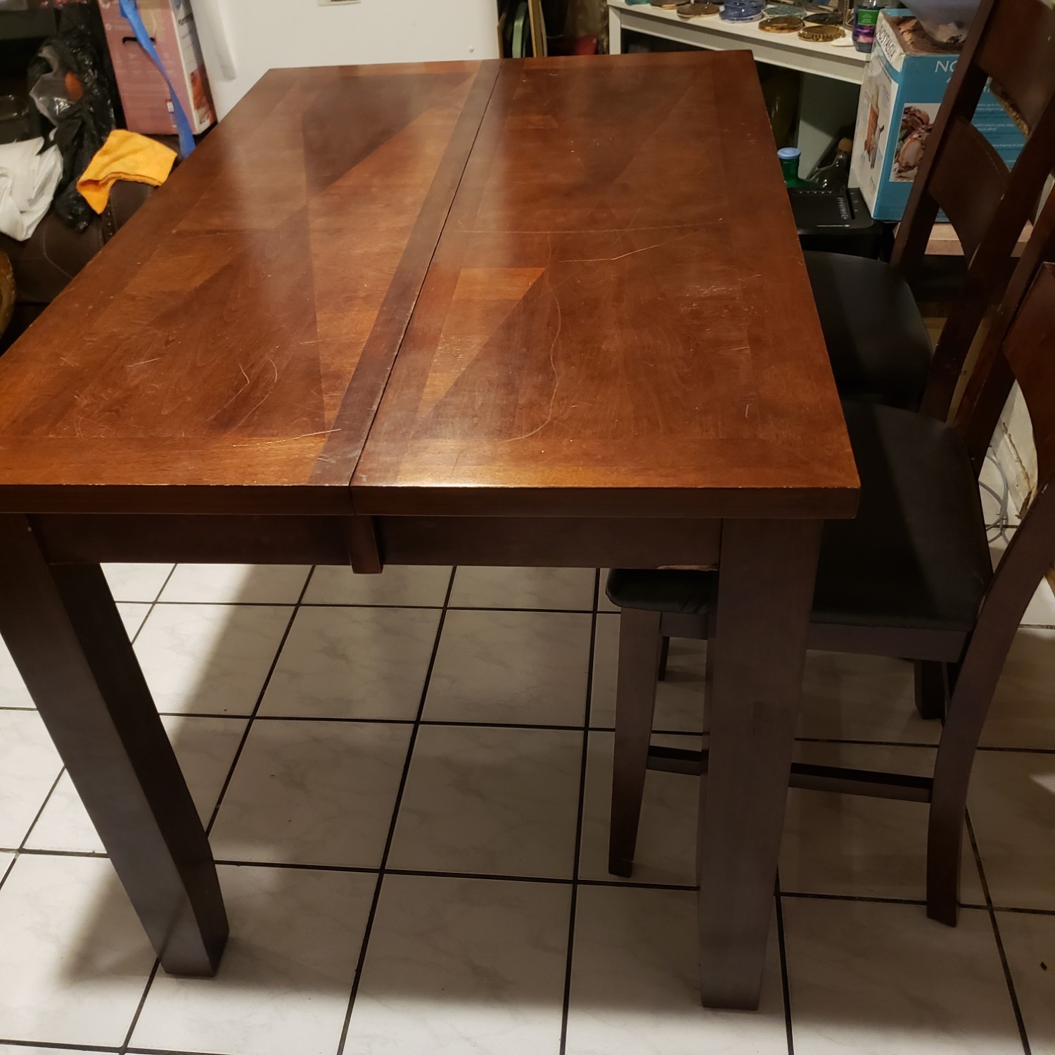 Dark Brown Wood Dining Sets with 6 Wooden Chairs - image-1